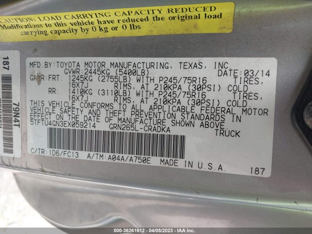 Toyota Tacoma Prerunner 2014 5TFTU4GN3EX059214 Image 10