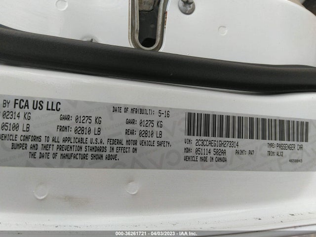2C3CCAEG1GH273314 Chrysler 300 300c