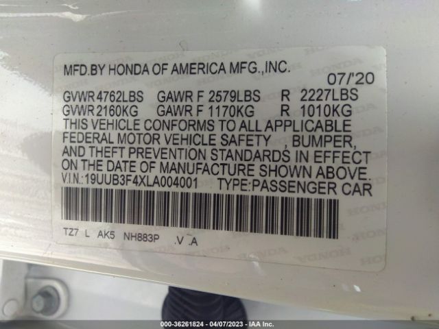 19UUB3F4XLA004001 Acura Tlx W/technology Pkg