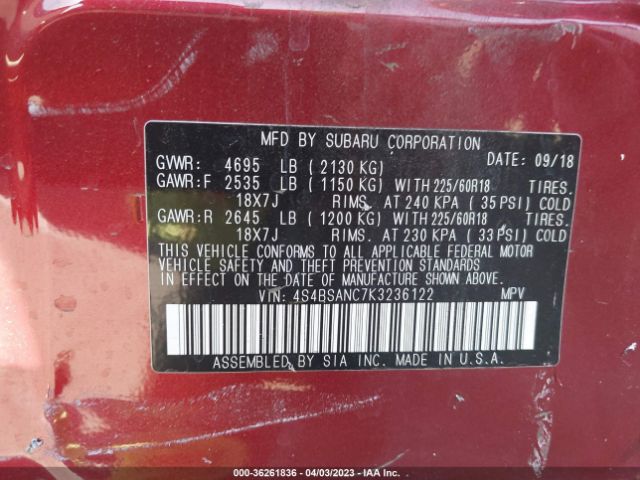 4S4BSANC7K3236122 Subaru Outback Limited