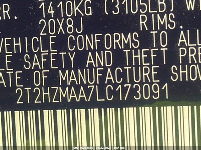 2T2HZMAA7LC173091 Lexus RX