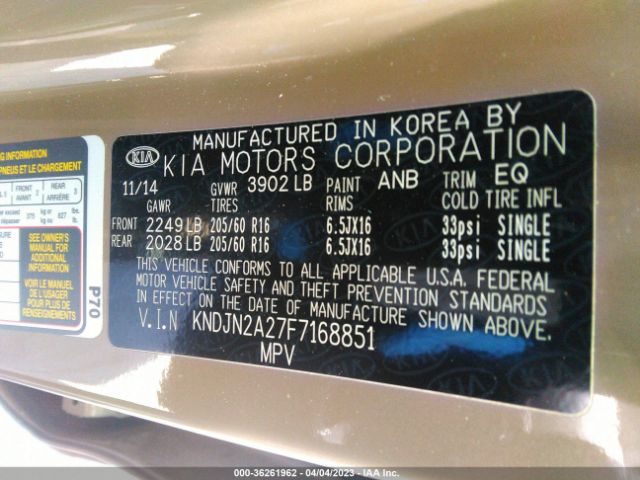 KNDJN2A27F7168851 KIA Soul Base