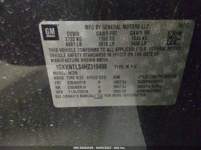 1GKKNTLS4HZ319499 GMC ACADIA SLE