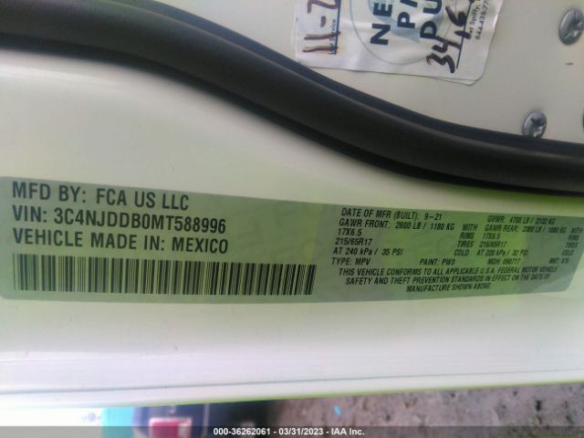 3C4NJDDB0MT588996 Jeep Compass Trailhawk