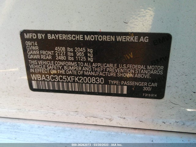 BMW 3 Series 320i Xdrive 2015 WBA3C3C5XFK200830 Image 9