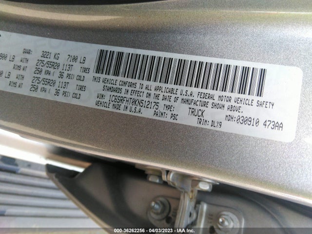 1C6SRFHT0KN512175 RAM 1500 Limited