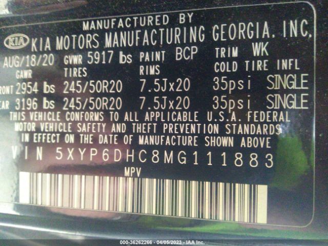 5XYP6DHC8MG111883 KIA Telluride S