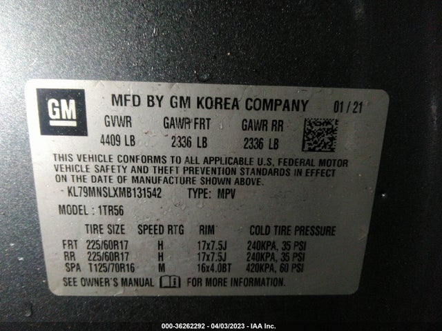 Chevrolet Trailblazer Ls 2021 KL79MNSLXMB131542 Image 9