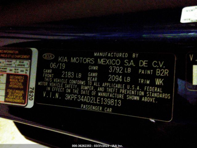 3KPF34AD2LE139813 KIA Forte Gt-line