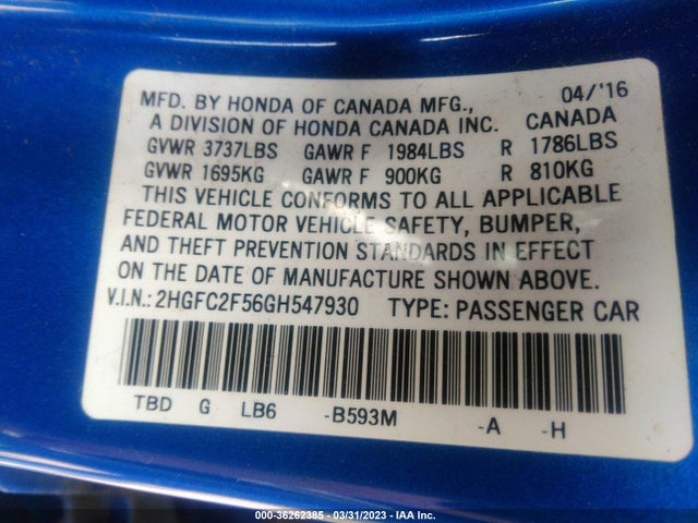 Honda Civic Sedan Lx 2016 2HGFC2F56GH547930 Image 10