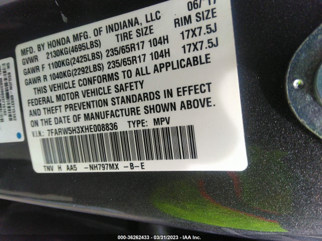 Honda CR-V LX 2017 7FARW5H3XHE008836 Image 10