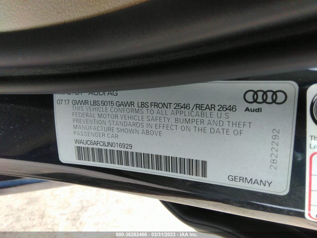 WAUC8AFC8JN016929 Audi A6 Premium/sport