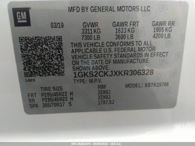 1GKS2CKJXKR306328 GMC YUKON DENALI