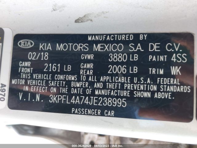 3KPFL4A74JE238995 KIA FORTE LX