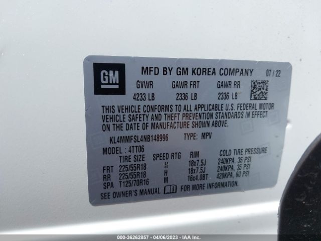 KL4MMFSL4NB148996 Buick Encore Gx Essence