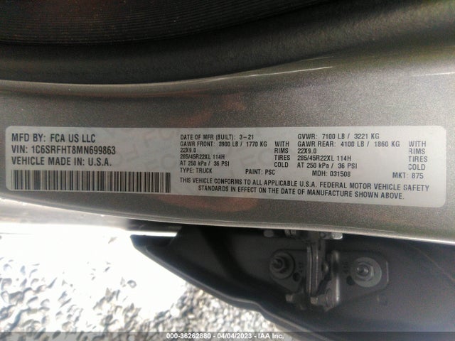 1C6SRFHT8MN699863 RAM 1500 Limited