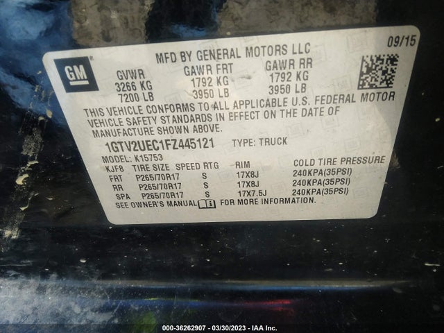 GMC Sierra 1500 Sle 2015 1GTV2UEC1FZ445121 Image 9