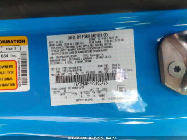 2023 Ford Mustang, VIN: 1FATP8UH5P5103425