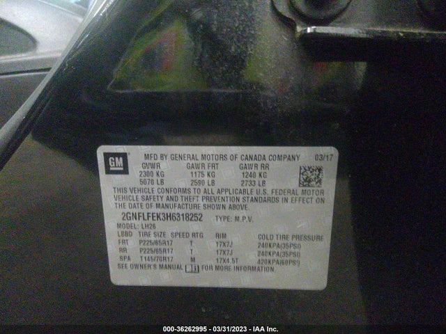 Chevrolet EQUINOX LT 2017 2GNFLFEK3H6318252 Image 9