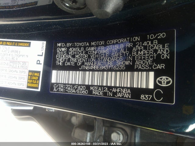 Toyota Corolla Hatchback Se/xse 2021 JTNB4MBE6M3116235 Image 11