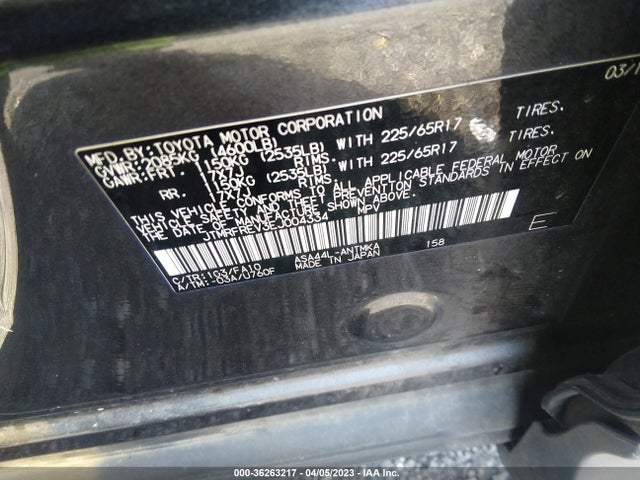 2014 TOYOTA RAV4 XLE VIN: JTMRFREV3EJ004334