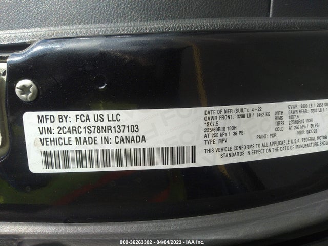 2C4RC1S78NR137103 Chrysler Pacifica Hybrid Limited