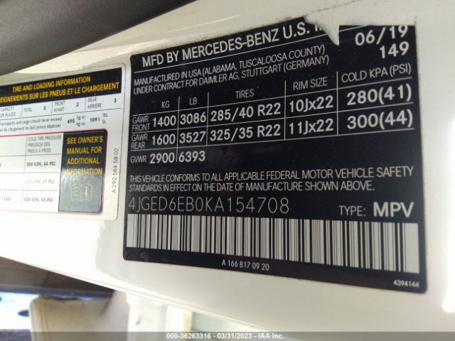 4JGED6EB0KA154708 Mercedes-Benz Gle Amg Gle 43