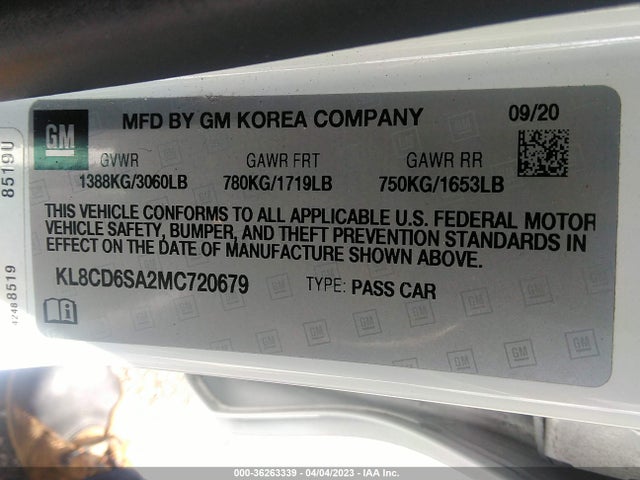 Chevrolet SPARK 1LT 2021 KL8CD6SA2MC720679 Image 9