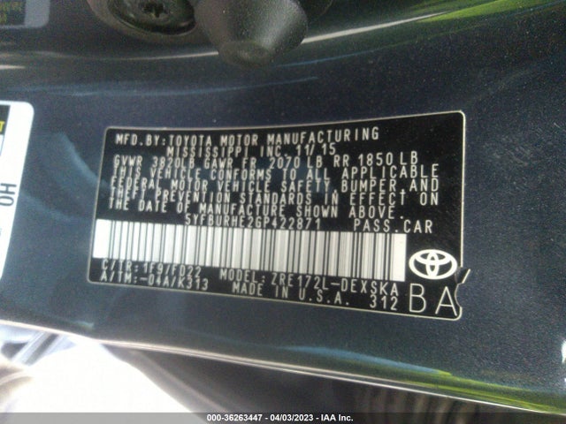 Toyota Corolla L/le/s/s Plus/le Plus 2016 5YFBURHE2GP422871 Image 9