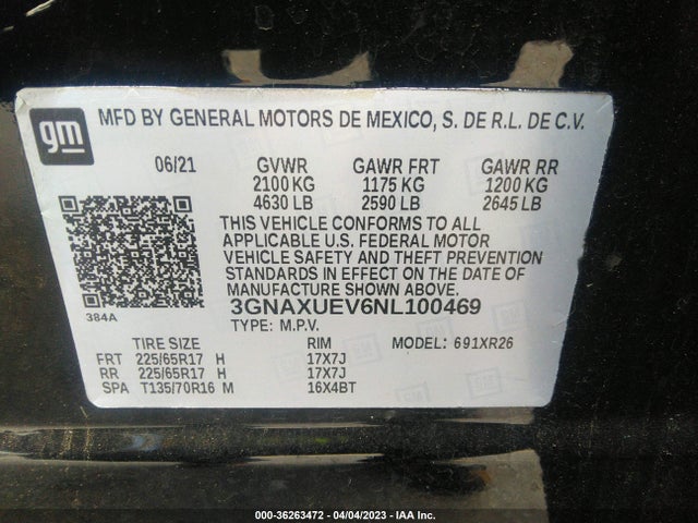 Chevrolet EQUINOX LT 2022 3GNAXUEV6NL100469 Image 9