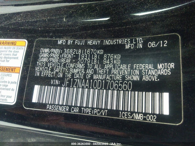 2013 SCION FR-S VIN: JF1ZNAA10D1706560