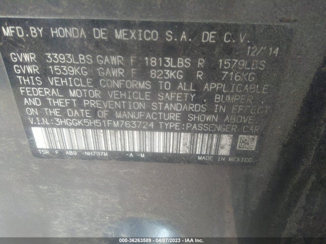 Honda FIT LX 2015 3HGGK5H51FM763724 Image 9