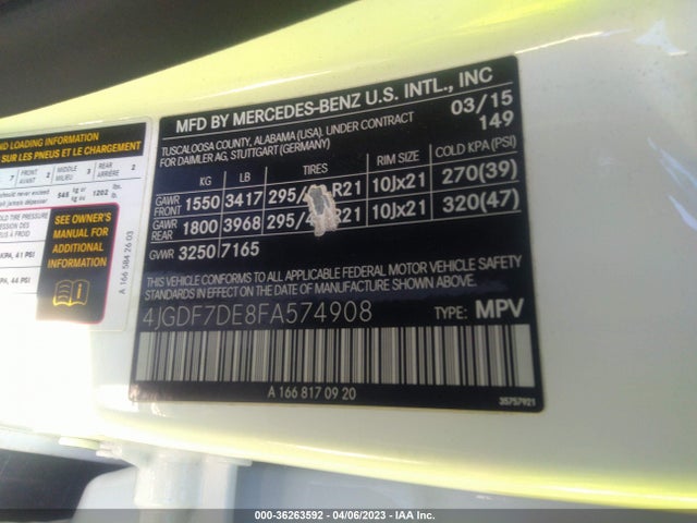 4JGDF7DE8FA574908 Mercedes-Benz Gl-class Gl 550