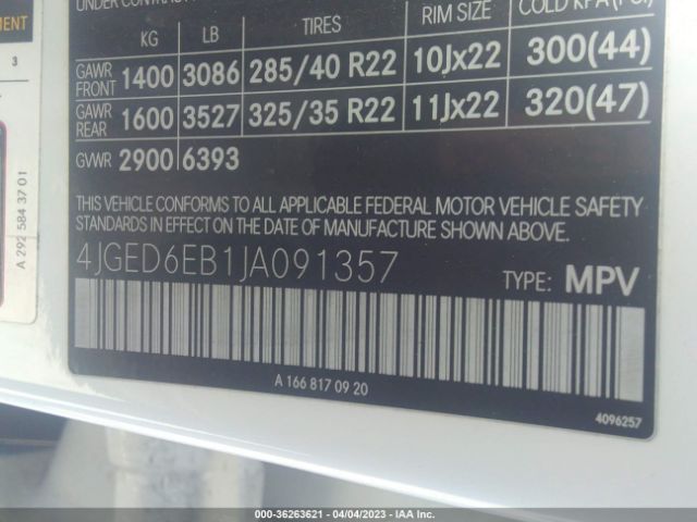 4JGED6EB1JA091357 Mercedes-Benz Gle Amg Gle 43