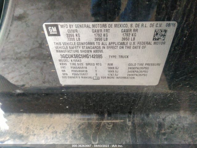 Chevrolet Silverado 1500 Ltz 2017 3GCUKSEC5HG142085 Image 10