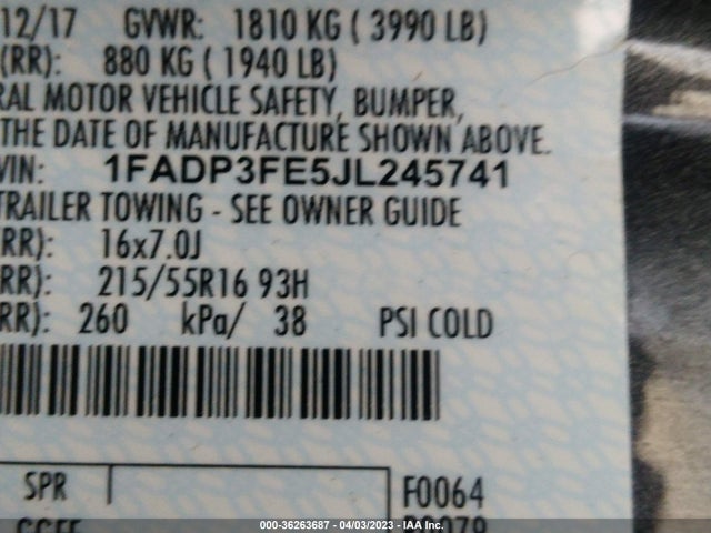Ford FOCUS SE 2018 1FADP3FE5JL245741 Image 9