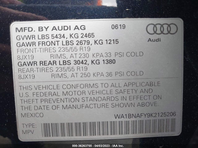 WA1BNAFY9K2125206 Audi Q5 Premium Plus