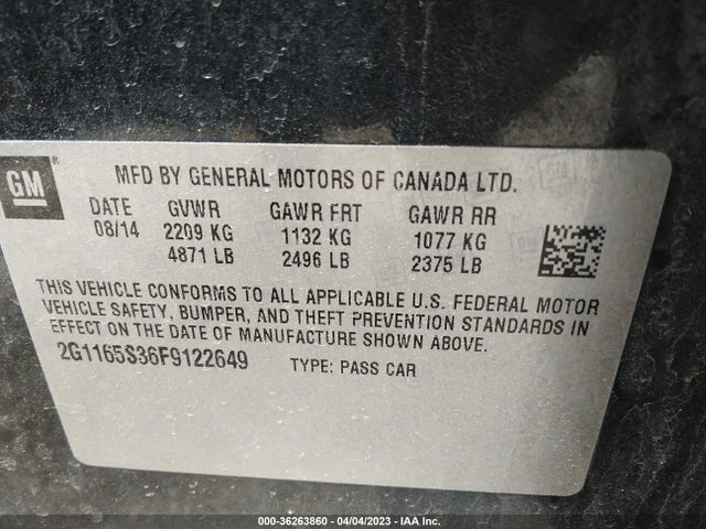 Chevrolet IMPALA LTZ 2015 2G1165S36F9122649 Image 9