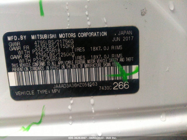 JA4AD3A36HZ058263 Mitsubishi Outlander Se/sel