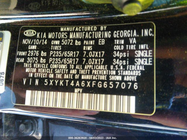 5XYKT4A6XFG657076 KIA SORENTO LX