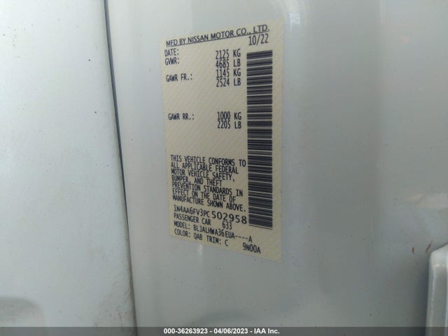 2023 Nissan Maxima, VIN: 1N4AA6FV3PC502958