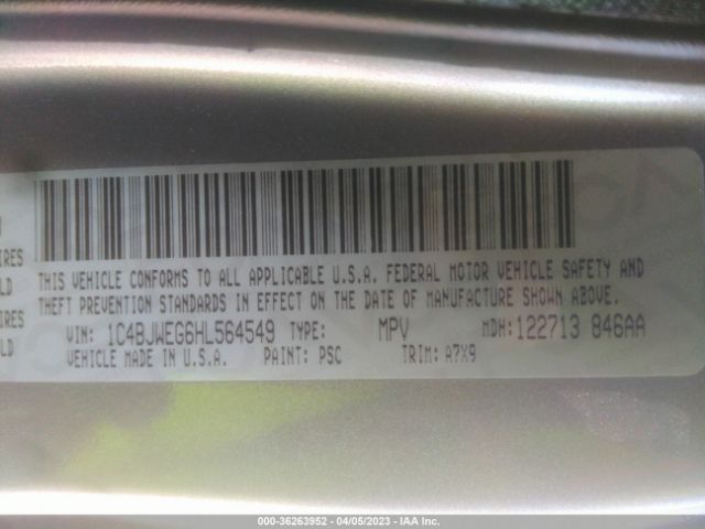 1C4BJWEG6HL564549 Jeep Wrangler Unlimited Sahara