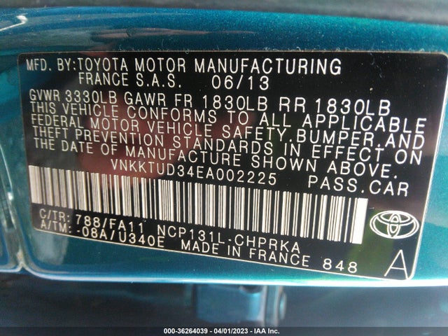 Toyota Yaris L/le 2014 VNKKTUD34EA002225 Image 10