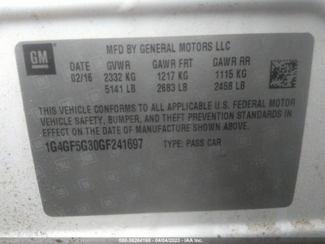 1G4GF5G30GF241697 Buick Lacrosse Premium Ii