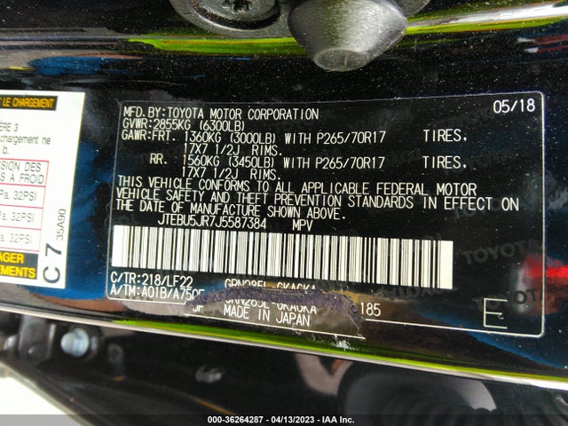 Toyota 4RUNNER SR5 2018 JTEBU5JR7J5587384 Image 11