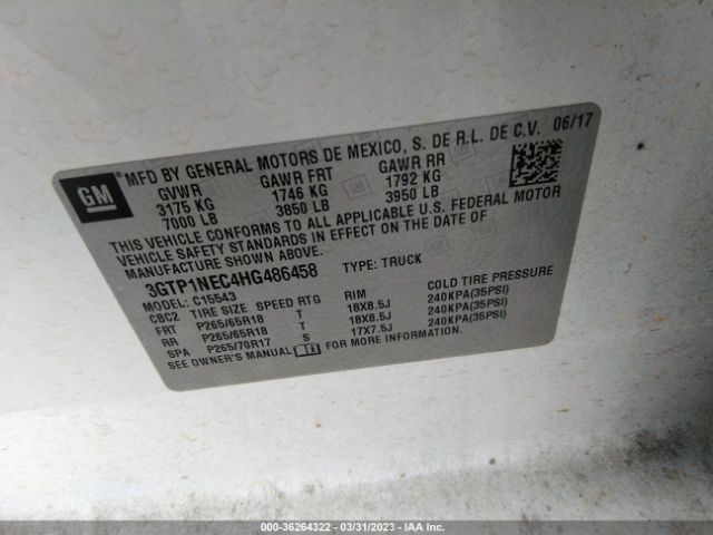 3GTP1NEC4HG486458 GMC Sierra 1500 Slt