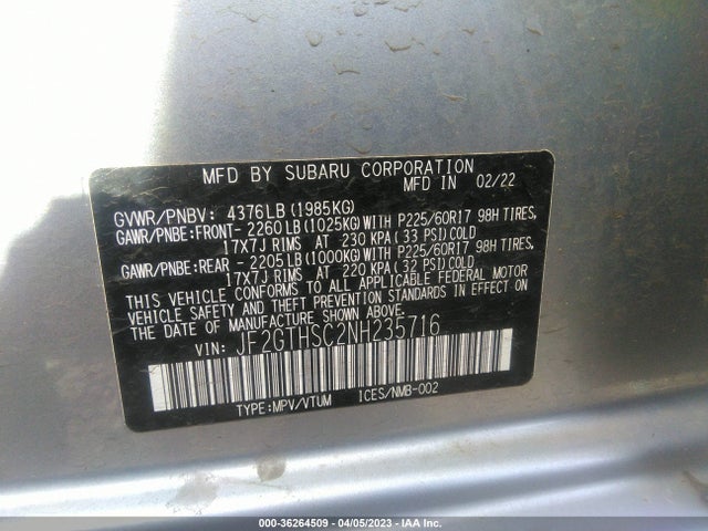 JF2GTHSC2NH235716 Subaru Crosstrek Sport