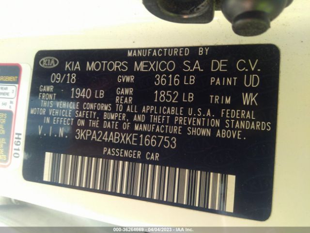 3KPA24ABXKE166753 KIA RIO S