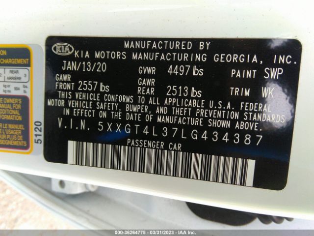 5XXGT4L37LG434387 KIA Optima Lx