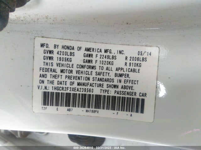 Honda Accord Sedan Lx 2014 1HGCR2F3XEA239560 Image 11